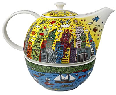 Goebel Pop Art Teekanne mit Stövchen My New York City Sunset des Künstlers James Rizzi, Volumen: 1,2L, 24,5x19x16 cm, 26-102-68-1, Bunt