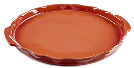 ESPRIT DE CUISINE - Plat À Four Rond En Céramique - Poignées ergonomiques - Émail Résistant Aux Rayures - Facile À Nettoyer - Made In France - 1,8L - 38,6x36x3cm Extérieur - Brique