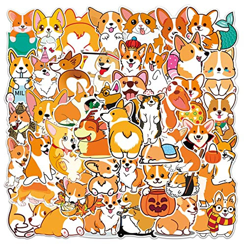 Dog Stickers | 52PCS | Cute Cartoon Stickers Packs for Kids Teens Adults, Kawaii Funny Stickers, Aesthetic Vsco Vinyl Lovely Waterproof Decals for Water Bottle, Skateboard, Phone, Laptop, Guitar