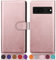 SUANPOT [RFID Schutz für Google Pixel 7 5G Hülle PU Leder Handyhülle Lederhülle Klapphülle Kartenfach Flip Cover für Pixel 7 Handy hülle Leather Wallet Phone Case (Roségold)