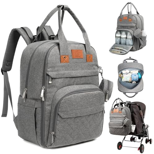 KeaBabies Wickeltasche Rucksack - Baby Wickeltasche Mit Wickelunterlage, Baby Wickelrucksack groß, Organizer Wickeltasche für Kinderwagen, Baby Taschen für Mama, Papa (Classic Gray)