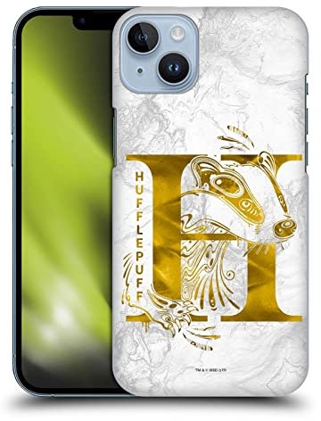 Head Case Designs Officially Licensed Harry Potter Hufflepuff Aguamenti Deathly Hallows IX Hard Back Case Compatible With Apple iPhone 14 Plus
