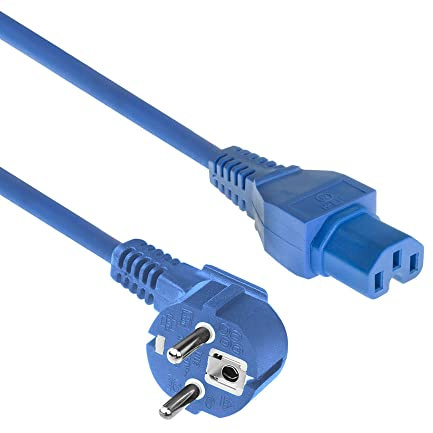 ACT C15 auf CEE7/7 Warmgerätekabel 2m Blau – AK5317 | für Netzwerk-Switches