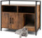 GYMAX Katzenschrank für Katzentoilette mit Kratzbrett Katzenklo Schrank 89 x 45 x 74,5 cm Katzenhaus mit offenen Regalen & Türen (Braun)