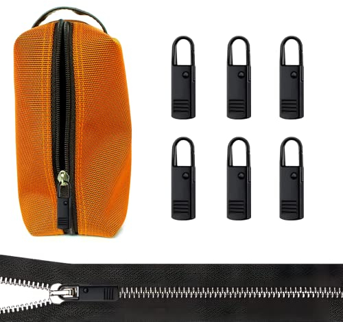 6 Stück Black Reißverschluss Tabs, Metall Reißverschluss Zipper, Abnehmbar Zipper Pull für Mantel, Koffer, Jeans, Tasche, Reißverschluss Puller Laschen