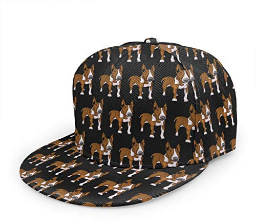 Oaieltj Unisex Baseballkappe Erwachsene Teens Verstellbare Snapback Flache Krempe Baseball Cap Cool Hip Hop Hat, Bullterrier Hund, One size