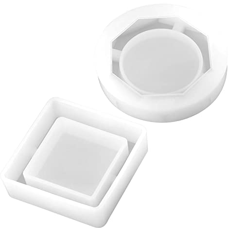 Cendrier Résine Moules 2 Pièces, Carré et Diamant Silicone Moule Moulage Époxy Résine DIY Cristal Artisanat, Blanc