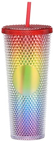 WMLBK Gobelet avec couvercle et paille - 710 ml - Gobelet en paille - Double paroi - Réutilisable - En plastique - Pour jus, café, bureau - Multicolore