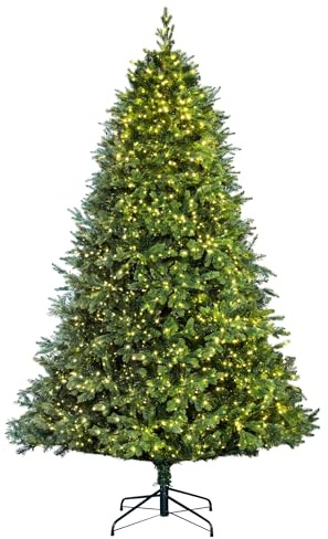 Christmas Tree World | 8ft Artificial Ultra-Lit Montagna Fir | Natural and Realistic Look with Bushy and Luxury Quality PVC Tips | Easy to Assemble and Take Down | 150cm Diameter