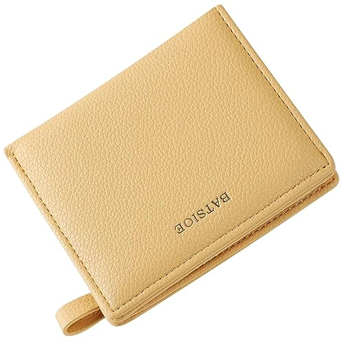 RRANCharltu Geldbörse Damen klein Leder Kleines Portemonnaie Mini Kurzer Damen Geldbeutel mit Zipper Münzfach Brieftasche (Gelb)