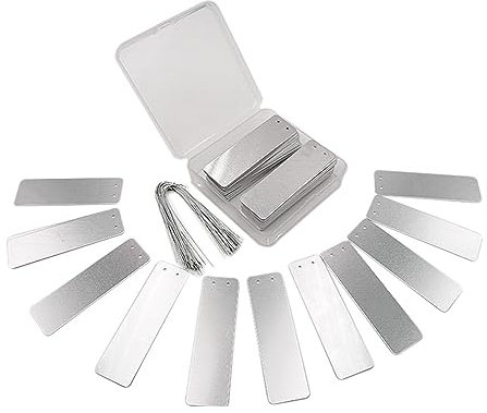 100 Stück Aluminium-Pflanzenetiketten, Metall-Pflanzenetiketten, doppelseitige Schreibbaumetiketten mit Metalldrähten, wasserdichte Pflanzenmarker für den Außenbereich