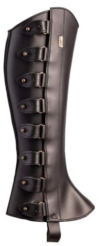 ORANDESIGNE Pirate Stiefelstulpen Herren Mittelalterliche Beinwickel Kunstleder Mittelalter Stiefel Gamaschen Wildlederimitat Steampunk Stiefelüberzug Kostümzubehör B Schwarz Einheitsgröße