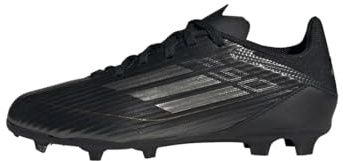 adidas Unisex Kids F50 League Football Boots Firm Ground, Core Black/Iron Metallic/Gold, 2 UK
