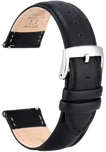 OTTOODY Leder Uhrenarmbänder 22mm 21mm 20mm 18mm 16mm Armband, Schnellverschluß Eleganten Leder Uhrenarmband für Damen Herren, Hochwertige Ersatz Leder Armband für Uhr & Smartwatch, Silberne Schnalle