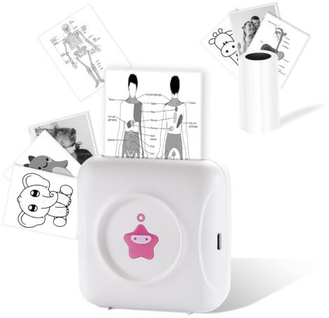 vretti Mini Drucker TP2-Y Label Printer Bluetooth Fotodrucker Aufkleber Kompatibel mit Android & iOS, Thermodrucker Tragbarer Label Maker für Arbeiten Auflistung Notizen, Journal, Fotos, DIY, Reisen