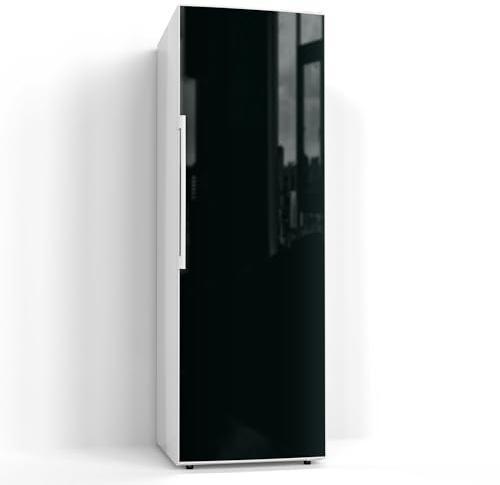 DEQORI Magnetfolie für Kühlschrank 60x180 cm | Unifarben - Schwarz | dekorative Magnetmatte Gefrierschrank Schutz | Magnet Deko-Folie selbstklebend, magnetisch & beschreibbar