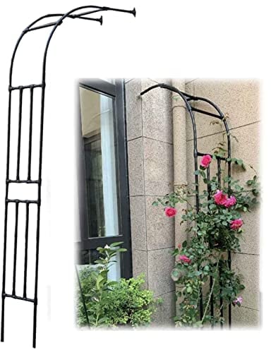 Rosenbogen mit Halbbogen, wetterfester Gartenbogen, Gartenpavillon, Metall-Halbbogenspalier, robuste, robuste Rohrlaube für Kletterrosen, Garten, Rasen, Terrasse im Freien, B120 x H240 cm