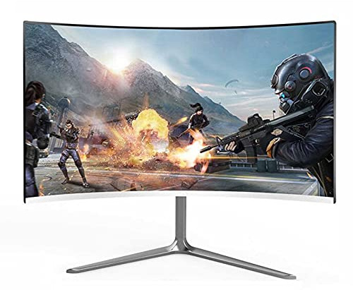 ATNCKS - 24/27 Curved Surface Laptop Monitor Full Hd 1080p Computer Monitor, Support 144Hz, Suitable for Home Office Use (White 27)