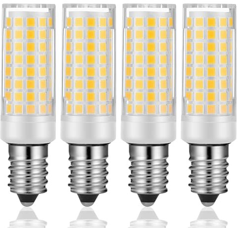E14 LED Glühbirne Sockel 5W-50W Halogen Glühbirne äquivalent - AC220V-240V für Kühlschrank, Dunstabzugshaube, Nähmaschine, Tischlampen, Hängelampen, Wandlampen, Deckenlampen (4Stück Kaltweiss 6000k)