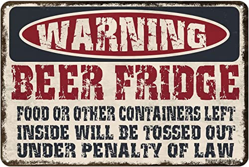 Warning Beer Fridge Metal Sign Funny Man Cave Home Bar Mothers Day Metal Signs Spring Wall Decor 8x12 in