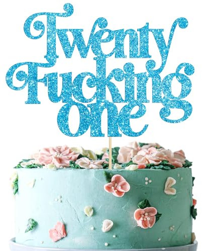 Ephlyn 1Pc Happy 21st Birthday Cake Topper Glitter Twenty One Cake Pick Finally 21 Cheers to 21 Years Birthday Cake Decoration for 21st Birthday Anniversary Party Cake Decorations Supplies Blue