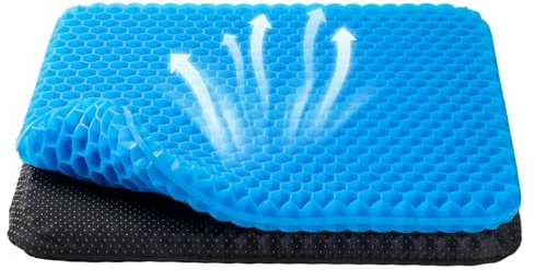 VisionSync Gel Sitzkissen,3.5cm Dicker Gelkissen Sitzkissen Atmungsaktives,Waschbar,Rollstuhlkissen für Langes Sitzen,Gel Orthopädisches Sitzkissen Auto für Linderung von Ischiasschmerzen (Blau)