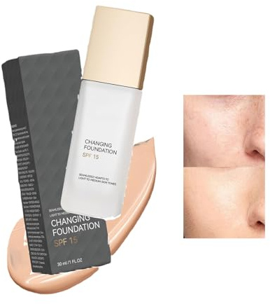 Color Changing Foundation für helle bis mittlere Haut, Make-up mit Farbwechsel-Technologie, Flüssige Foundation für reife Haut