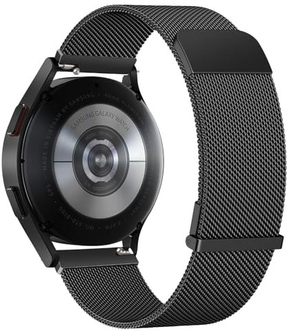Amzpas Cinturino per Samsung Galaxy Watch 4/5/6/7 40mm 44mm, Cinturino in Acciaio,Metallo Magnete per Samsung Galaxy Watch 5 pro 45mm/ Watch 4/6 Classic 46mm 42mm (Nero)