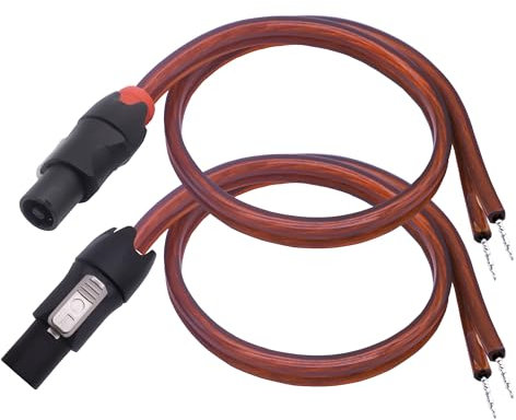 YARCHONN Speakon - Cable de cable abierto para altavoces, cable de audio de 1,64 pies, cable de audio a conector Speakon, adaptador Twist Lock para dispositivos de audio (2 unidades)
