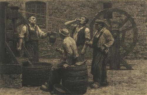 PMEFGJDPE Berühmte Gemälde Poster Wandbilder Gemalde Kunst Poster Die weinpresse von leon-augustin L'hermitte Vintage Leinwandkunst für Schlafzimmer Home Decor 60x90cm