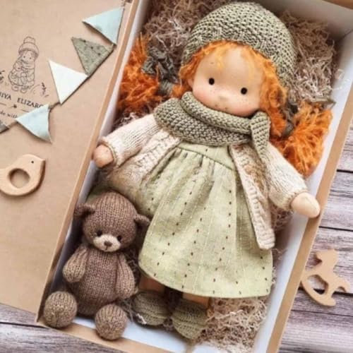 Waldorfpuppe handgefertigt, handgemachte Waldorfpuppe, Vintage gehäkelte Puppe(37# Aurora)