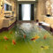 LUXINSHISU Bodenfliesen Wohnzimmerdekoration 3D Aufkleber Teich Goldfisch Wasserwellen Innenschlafzimmer Badezimmer Kunsttapete selbstklebendes Wandbild
