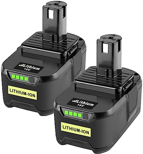 2Pack 5.5Ah Remplacement pour ryobi 18V Batterie RB18L50 RB18L40 RB18L25 RB18L15 RB18L13 avec indicateur LED