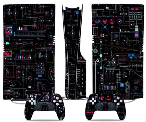 Anti Rayures pour PS5 Pro Skin Disc Edition & pour PS5 Pro Skin Digital Edition Console Et Contrôleur Vinyl Cover Skins Wraps Scratch Resistant Compatible 73970 sans Mousse(Disc Version)