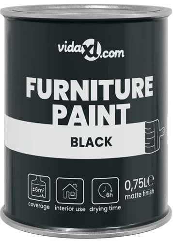 vidaXL Pintura para Muebles Negro 0,75 L Impresión en Pared, Pintura ecológica para Muebles Interiores, sin Olor, Seca rápido, a Base de Agua, fácil de Limpiar, Segura para DIY