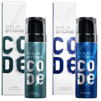 Code Steel and Titanium Long Lasting No Gas Body Parfum für Herren, 2 Stück (je 150 ml) – Spray