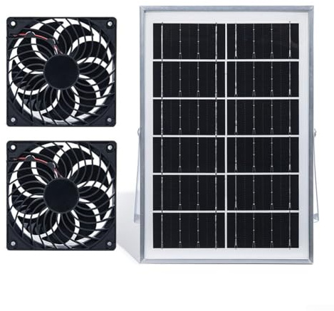 CYRENT Ventilador de escape solar de 8 W 6 V con ventiladores duales para invernadero RV gallinero refrigeración de ventilación (ventilador dual)