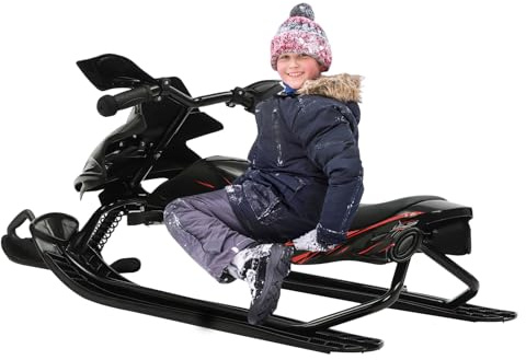 KiwiHood Schneeschlitten für Kinder ab 3 Jahre, Lenkbarer Skischlitten mit Bremsen, 80 kg Tragkraft, verstellbarem Sitz für sicheren Winterspaß auf Skipisten und im Schnee