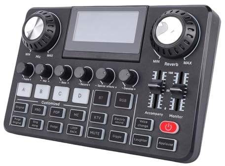 Topiky Podcast-Mikrofon-Bundle mit Live-Sound-Mischpult, Podcast-Equipment-Bundle mit Faltbarem LED-Bildschirm, Mikrofonarm und 3,5-mm-Kondensatormikrofon für PC-Spiele