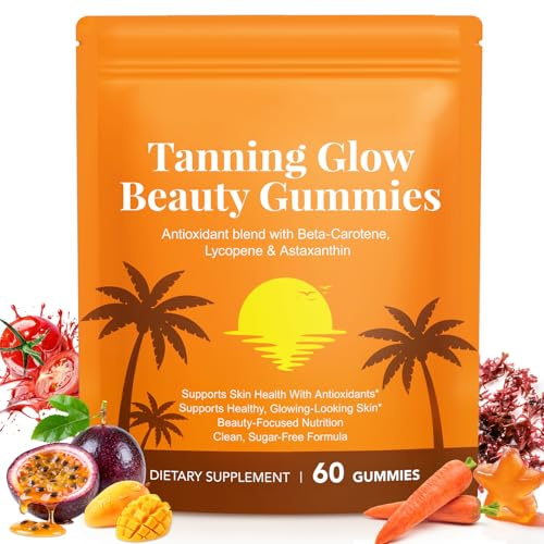 Astaxanthin Tanning Gummies Sun-Free for Women & Men, NO Sugar, with Beta Carotene, Vitamin ACDE Lycopene Enjoy a Tasty, Easy to Carry, No Water Making it Easy Enjoy a Healthy Tan Every Day 1PCS