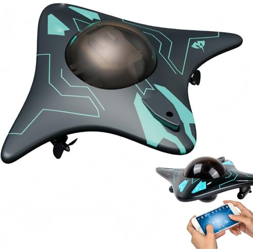 MantaVision - App Controlled RC Drone, Mantavision Under Water Drone, Die App-gesteuerte Oberflächendrohne, Ideal für Familien, Angler, Schnorchler, Content-Ersteller und Naturliebhaber (Schwarz)
