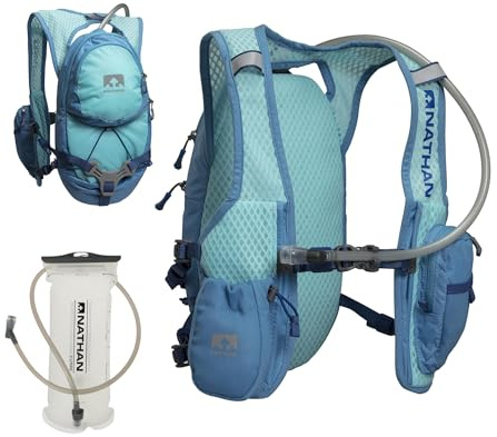 Nathan Chaleco de hidratación, chaleco para correr, 2 litros, mochila de hidratación con válvula de mordedura, bolsa compatible con smartphone para guardar artículos esenciales, especialmente diseñada