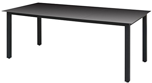 Festnight Table de Jardin Verre Aluminium Noir 190 x 90 x 74 cm