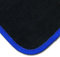 Bär-AfC Auto Fußmatten Classic passend für VW Polo 9N 9N3 2001-2009 BEF oval, Autoteppiche Nadelvlies Schwarz, Rand Kettelung Blau, Set 4-teilig, VW04548