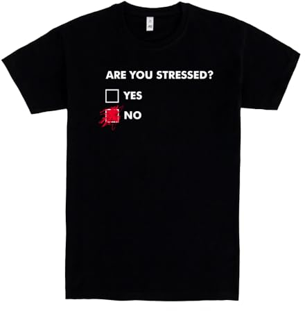 Pampling Maglietta a Maniche Corte, 100% Cotone, Abbigliamento Unisex per Uomo e Donna, Serigrafata con Girocollo e vestibilità Regolare, Colore Nero (Are You Stressed?, S)