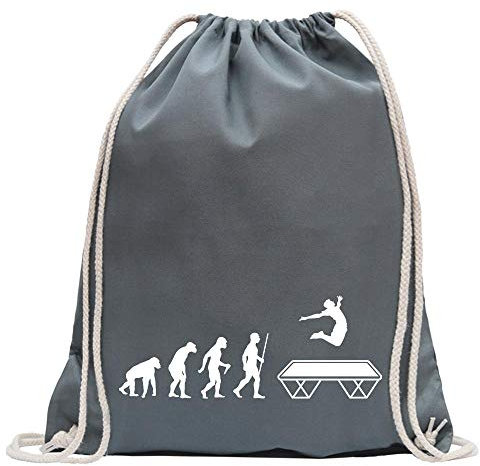 Kiwistar - Turnbeutel - stahlgrau - Trampolin Springen Evolution - Fun Rucksack Sport Beutel Gymsack Baumwolle mit Ziehgurt