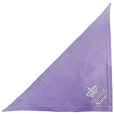 Schecker Flieder 35cm Besticktes Hundehalstuch mit Text Prinzessin + Krone + Hundename - 9 Farben und 3 Größen