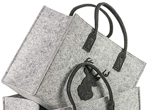 LaFiore24 Hochw. Filztasche Einkaufstasche Shopper Festival Hirsch Mittelgroß 36 x 20 x 30 cm