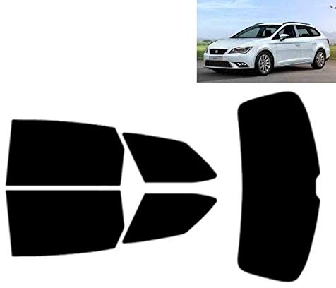 Passgenaue Tönungsfolie für-Seat Leon 5-Türen Kombi 2012-2020 Heck/Seitenscheiben (05% Tiefschwarz)