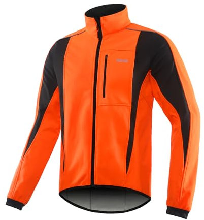 ARSUXEO Herren Radjacke wasserdicht winddicht Winter Thermal Atmungsaktiv Fahrradbekleidung 15K Orange M